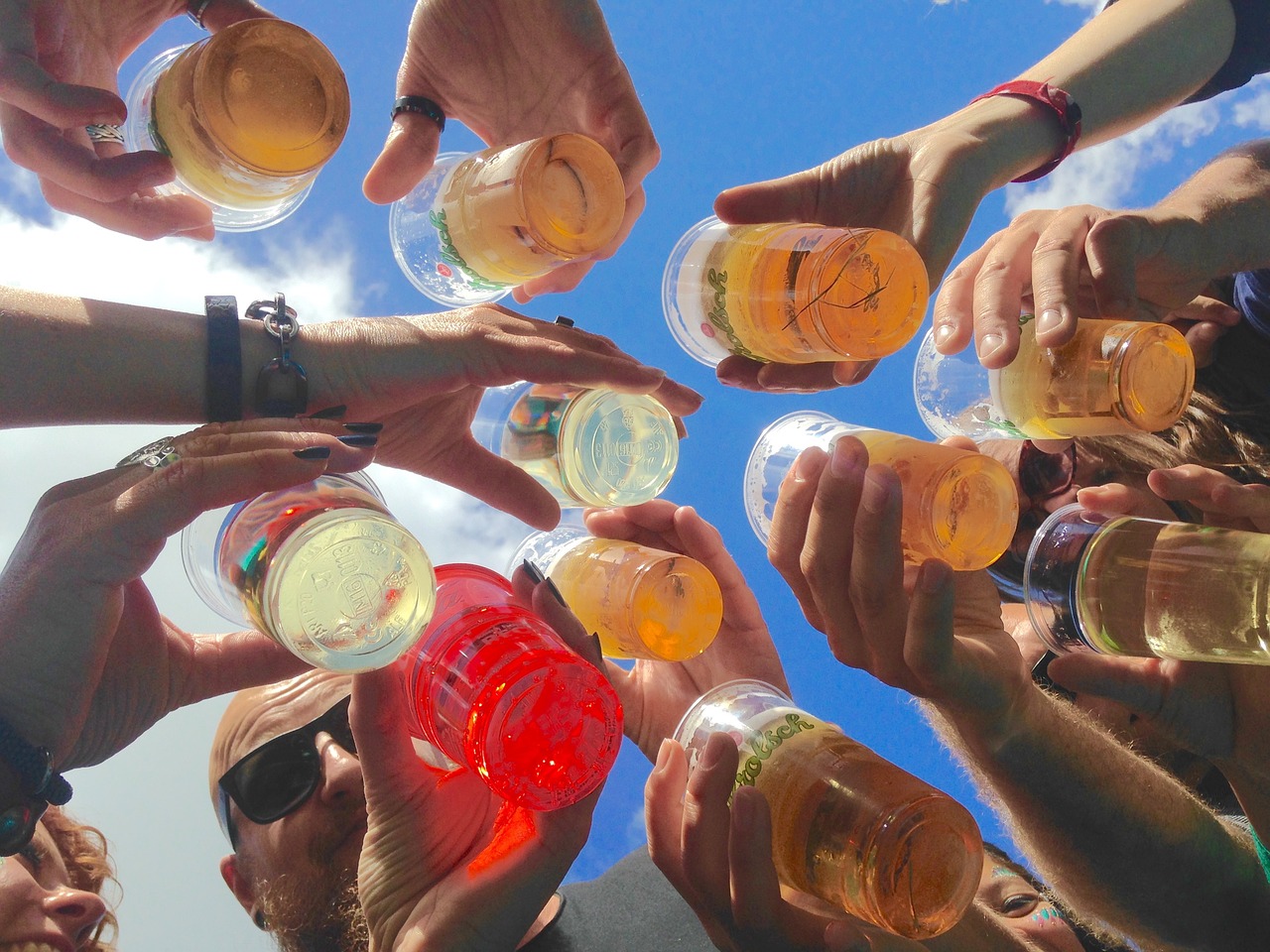 Group drinking outside